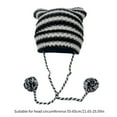thumbnail image 3 of COMEET Knit Hat, Knitted Devil Hat for Students Adult Windproof Foldable Stripe Pattern Hat Handmade Cat Ear Shape Keep Warm Cycling Hat, 3 of 21