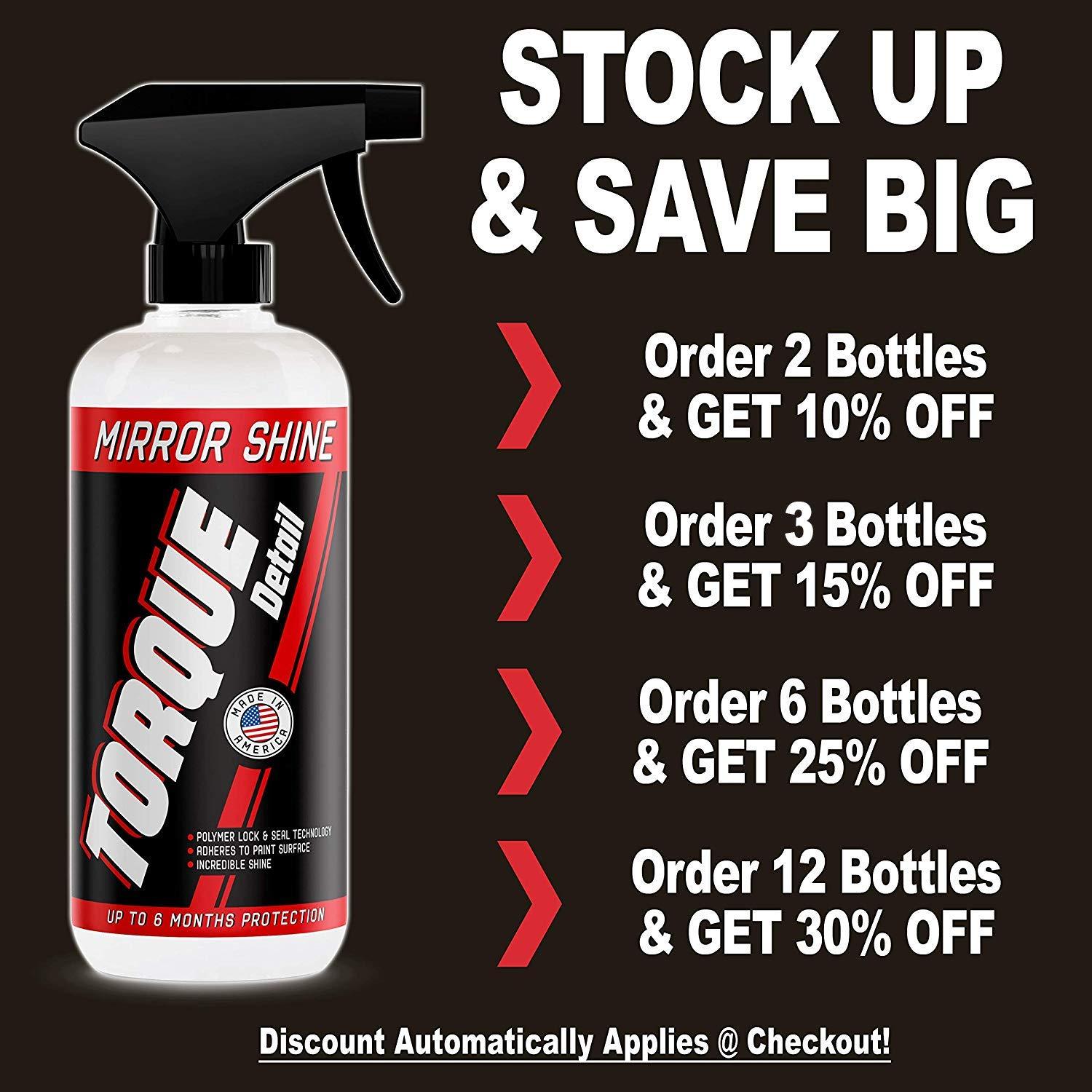 Torque Detail Mirror Shine - Super Gloss Wax & Sealant Hybrid Spray Superior Shine w/Professional Detailer Protection - Quickly Applies in Minutes, Each Coat Lasts Months - 16oz Bottle