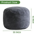thumbnail image 4 of Round Stuffed Pouf Ottoman, Corduroy Poufs with Foam Chunk Filling, Furry and Fluffy Pouf Foot Stool Storage Ottoman, 20 X 15 Floor Poufs Foot Rest for Living Room, Grey, 4 of 8