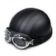 thumbnail image 1 of Medio casco retro de cuero para motocicleta con gafas, 1 of 1