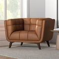 thumbnail image 6 of Pemberly Row Tufted Tight Back Leather Upholstered Lounge Chair - Tan, 6 of 7