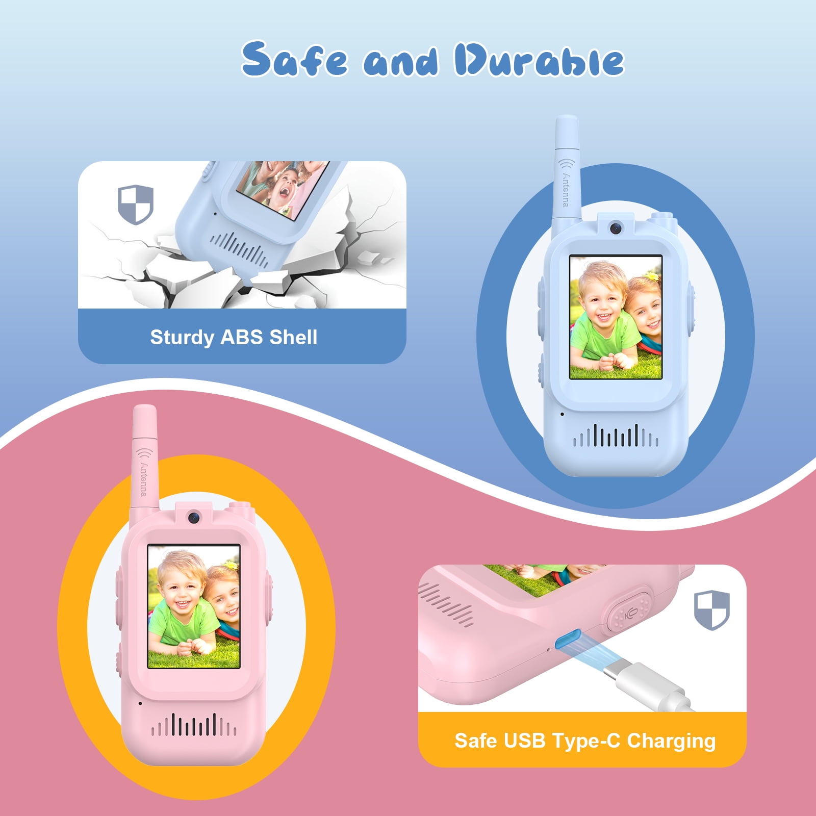 Video Walkie Talkie Toys for Age 3-12 Boys Girls, 2 Pack Rechargeable Walkie Talkies with Screen,Long Range 2 Way Radio with Voice changing, Christmas Birthday Gifts for Kids Indoor Outdoor Camping