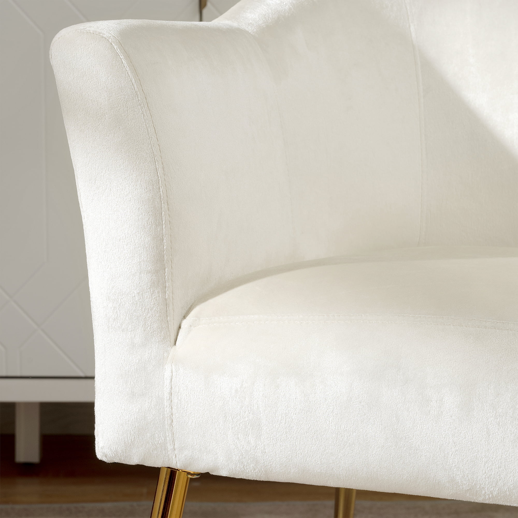 YYAo Velvet Accent Chair, Upholstered Comfy Armchair with Metal Legs for Bedroom, Living Room, White YYAo Velvet Accent Chair, Upholstered Comfy Armchair with Metal Legs for Bedroom, Living Room, White
