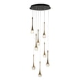 thumbnail image 2 of 8-Light Modern Black Integrated LED Chandelier with Seeded Glass Minimalist Cluster Teardrop Staircase Pendant, 2 of 10