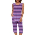 thumbnail image 3 of HVOBTTY Women's Camisole and 7/8th Pants Pajama Sets, Pajama Sets for Women, Women's Casual Comfortable Print Round Neck Sleeveless Top and 7/8th Pants Two Piece Pajama Sets Purple, M, 3 of 5