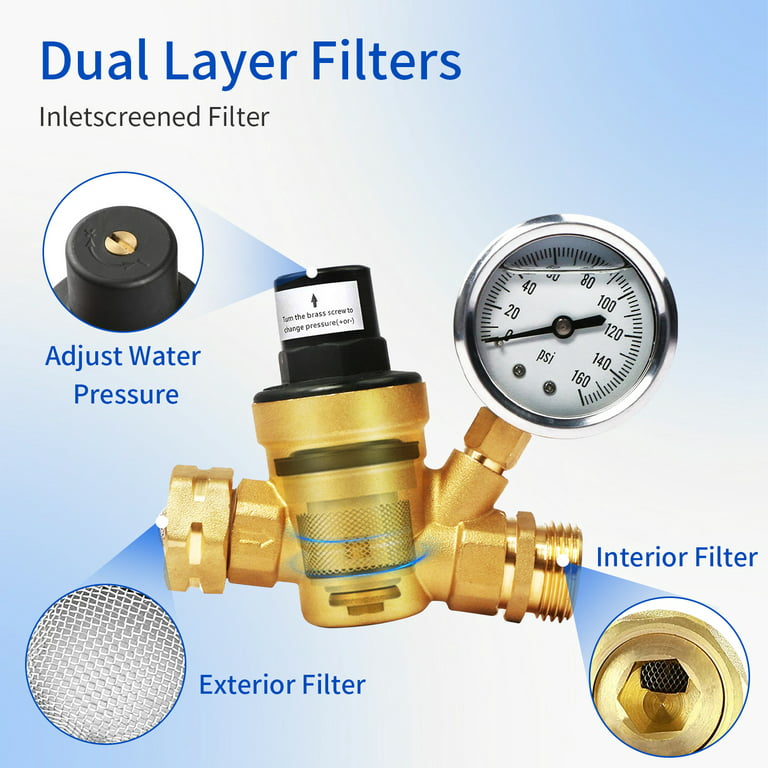 Brass Lead-free Adjustable RV Water Pressure Regulator - M11-0660R
