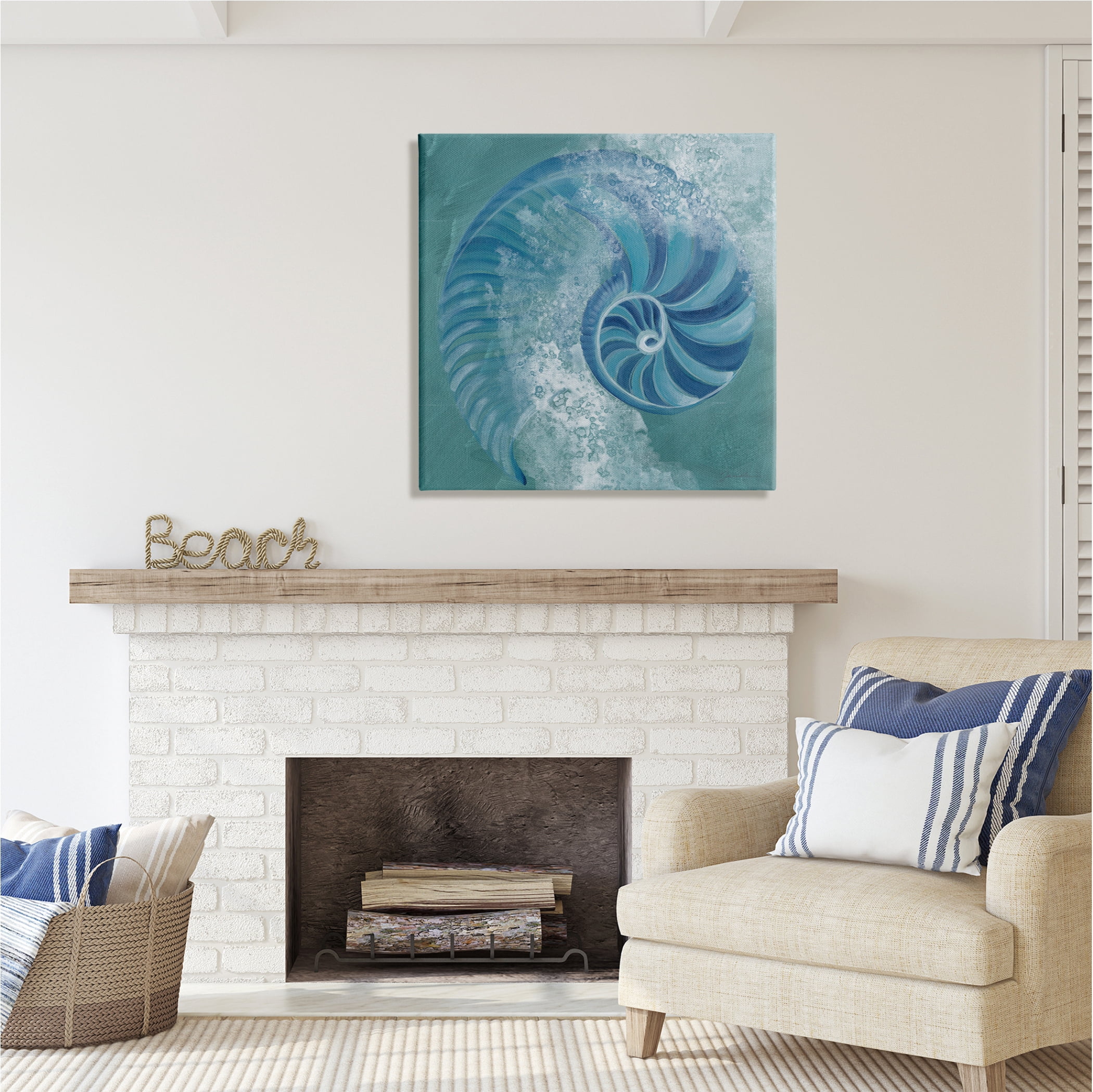 Stupell Industries Nautilus Shell Water Bubbles Animals & Insects Painting Gallery Wrapped Canvas Print Wall Art, 30 x 30