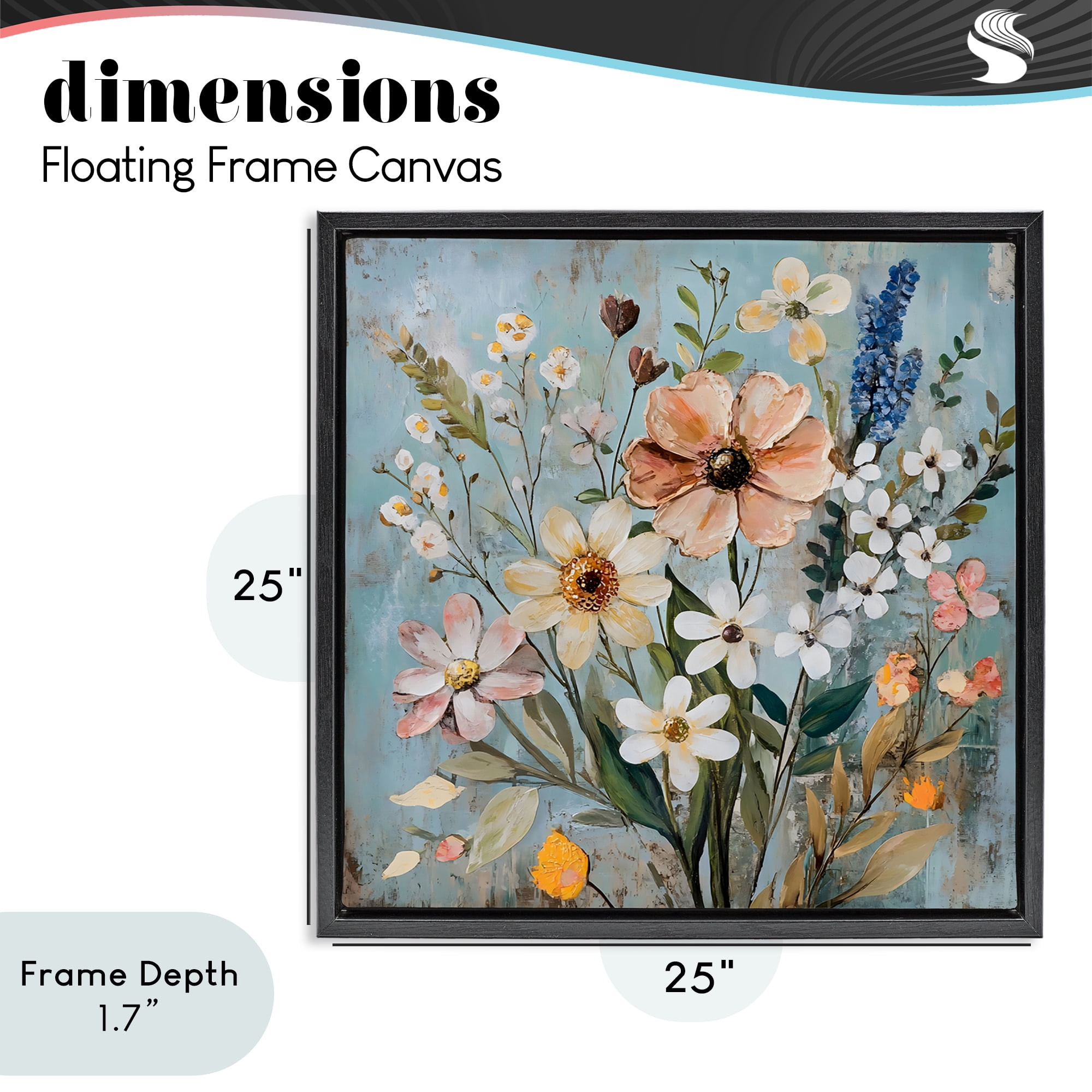 Stupell Industries Wildflower Mix Spring Bouquet Black Framed Floater Canvas Wall Art, design by Creative Studio