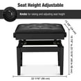 thumbnail image 4 of Yescom Black Adjustable Height Piano Bench PU Leather Padded Keyboard Storage Seat, 4 of 12