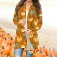 Womens Halloween Long Sleeve Cardigan Knit Sweater Pumpkin Cat Pattern