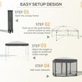 thumbnail image 3 of Outsunny 10' x 10' Pop Up Canopy Tent Foldable Gazebo with Netting, Wheeled Carry Bag and Sand Bags, Gray, 3 of 9
