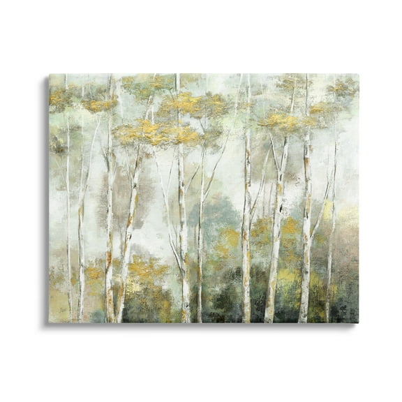 Stupell Industries Birch Tree Forest Yellow Foliage Woodland Painting Painting Gallery Wrapped Canvas Print Wall Art, Design by Nan