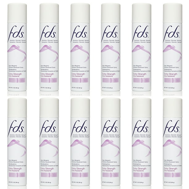 (12 Pack) FDS Hypo Allergenic Feminine Deodorant Spray, Extra Strength