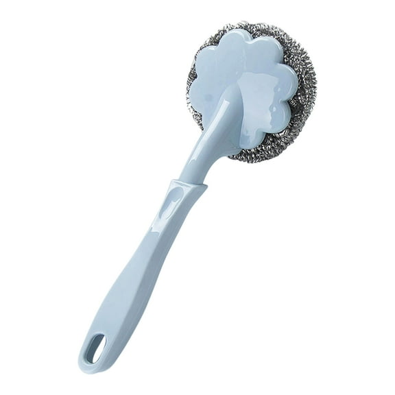 HengDidi Long Handle Pot Brush with Stainless Steel Bristles Scrubber for Cookware Pans Dish Cleaning Hangable Kitchen Brush