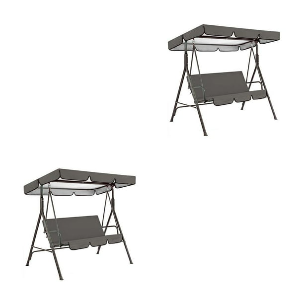 Inteprter Cubierta de asiento para silla columpio, toldo impermeable para sombra de sol, Patio, jardín, Patio trasero, césped, hamaca, Gris 2piezas