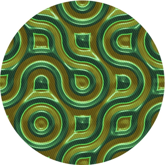 Ahgly Company Indoor Round Patterned Army Green Area Rugs, 4' Round