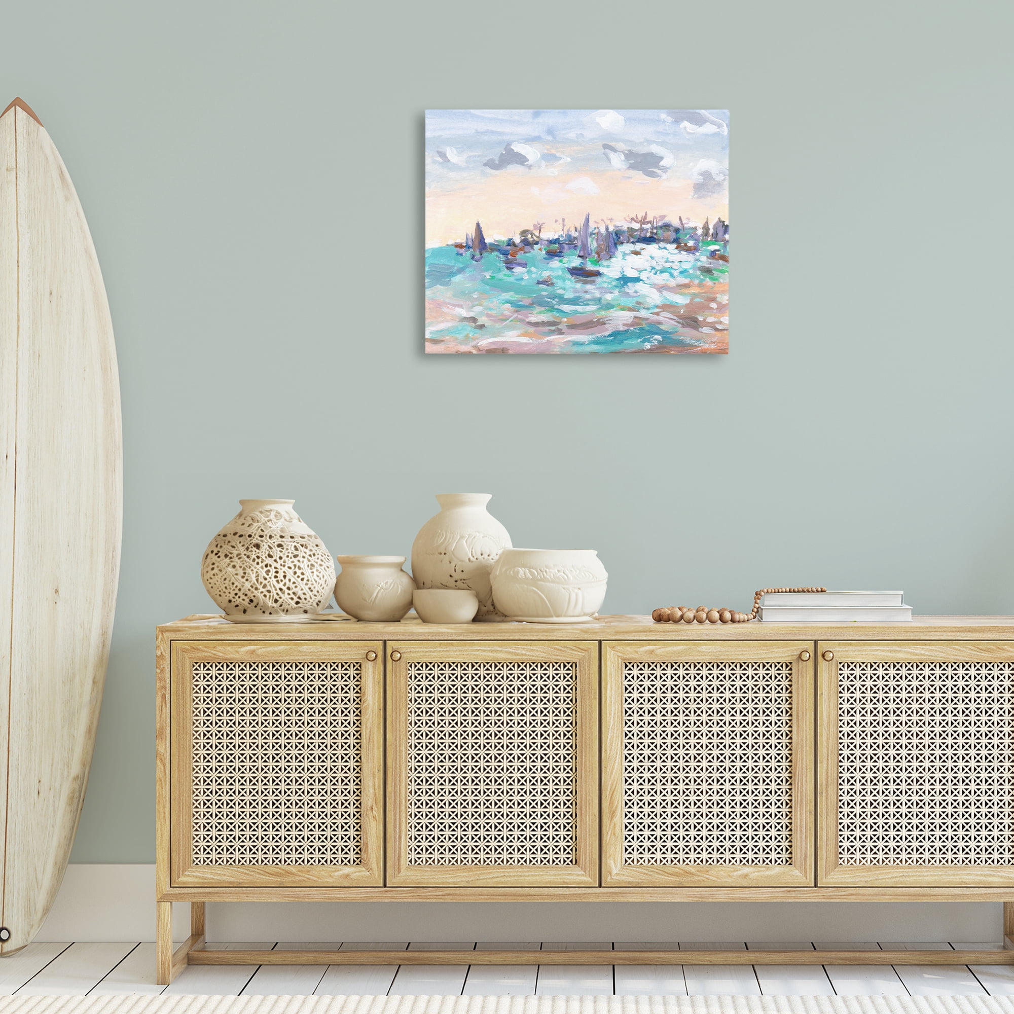 Stupell Industries Sailboats in Rushing Waves Nautical & Beach Painting Wrapped Canvas Art Print Wall Art, 30 x 24