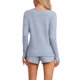 thumbnail image 3 of Conjunto de pijamas para mujer INSPIRE CHIC de manga larga, con cintura elástica, parte superior y pantalones cortos, conjunto de ropa de casa, sudadera con bolsillos, talla M, azul, 3 of 6