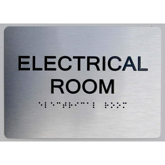 Electrical Room Sign -(Aluminum, Brush Silver, Size 5X7) The Sensation line