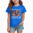 thumbnail image 2 of Taybagh Girls Usa 250th Anniversary Shirt Vintage Graphics Patriotic Tee Summer Kids Round Neck Clothes Playwear Blue 2-3 Years, 2 of 4