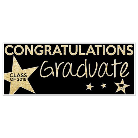 Class Of 2018 Graduation Banner Gold And Black Decoration