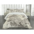 thumbnail image 3 of Ambesonne Hummingbirds Quilted Bedspread Set 2 Pcs, Old Birds and Flowers, Twin Size, Cream Beige Brown, 3 of 5