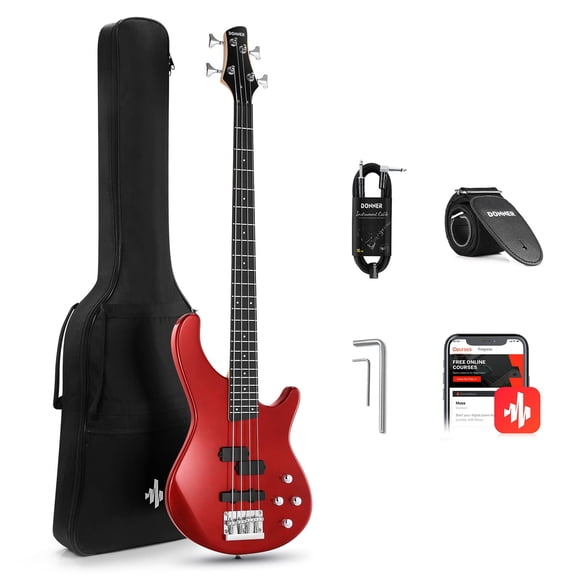 Bajo eléctrico Donner DPJ-100 de 4 cuerdas tamaño completo rojo