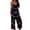 Blue, variant on Womens Halloween Jumpsuits Spiderweb Skeleton Wide Leg Backless Horror Overalls Bat Candy Sleeveless Funny Rompers, S