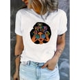 thumbnail image 1 of Camiseta para mujer Suave de veranoWomen's Fashionable Round Neck Short Sleeve T-Shirt with Colorful English Letter Print, Casual Sporty Summer Top, Comfortable Polyester Blend - Machine Washable, L, 1 of 7