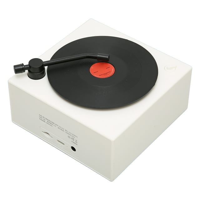 Vinyl Record Player Style Speaker, 3 Input Modes Speaker Transparent Sound For Young People For Party White