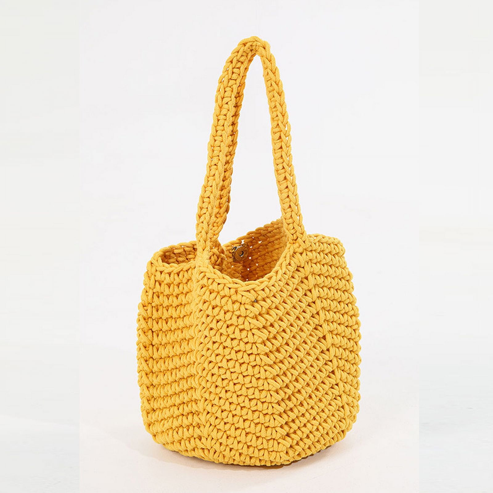 HMSHA Retro Single Shoulder Cotton Thread Woven Bag, New Crochet Woven Handbag, Beach Vacation Beach Bag