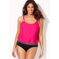 thumbnail image 4 of Swimsuits For All Women's Plus Size Loop Strap Blouson Tankini Set 12 Pink, Black, 4 of 6
