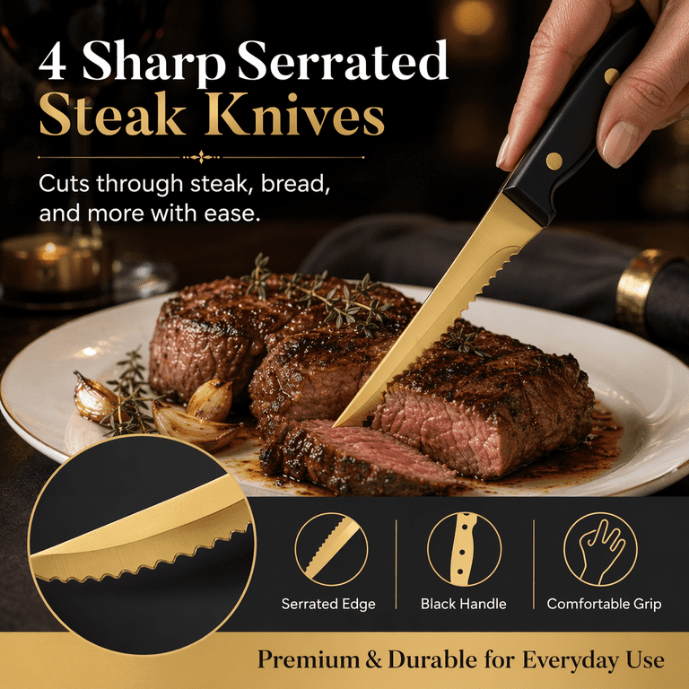 NULAS 24-Piece Gold Stainless Steel Flatware Set photo 4