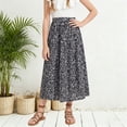 thumbnail image 2 of Rggeeun Child Girls Skirt Cute Floral Pattern Pleated Elastic High Waist Ankle Length Loose Fit For Summer Outdoor Casual Skirts,Black,7-8 Years, 2 of 7