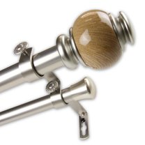 InStyleDesign  Onyx 1 inch Diameter Adjustable Double Curtain Rod satin nickel 66 to 120 inches Silver Finish