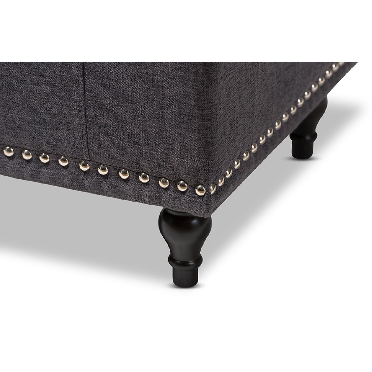 Baxton Studio Kaylee Modern Classic Dark Grey Fabric Upholstered Button-Tufting Storage Ottoman Bench
