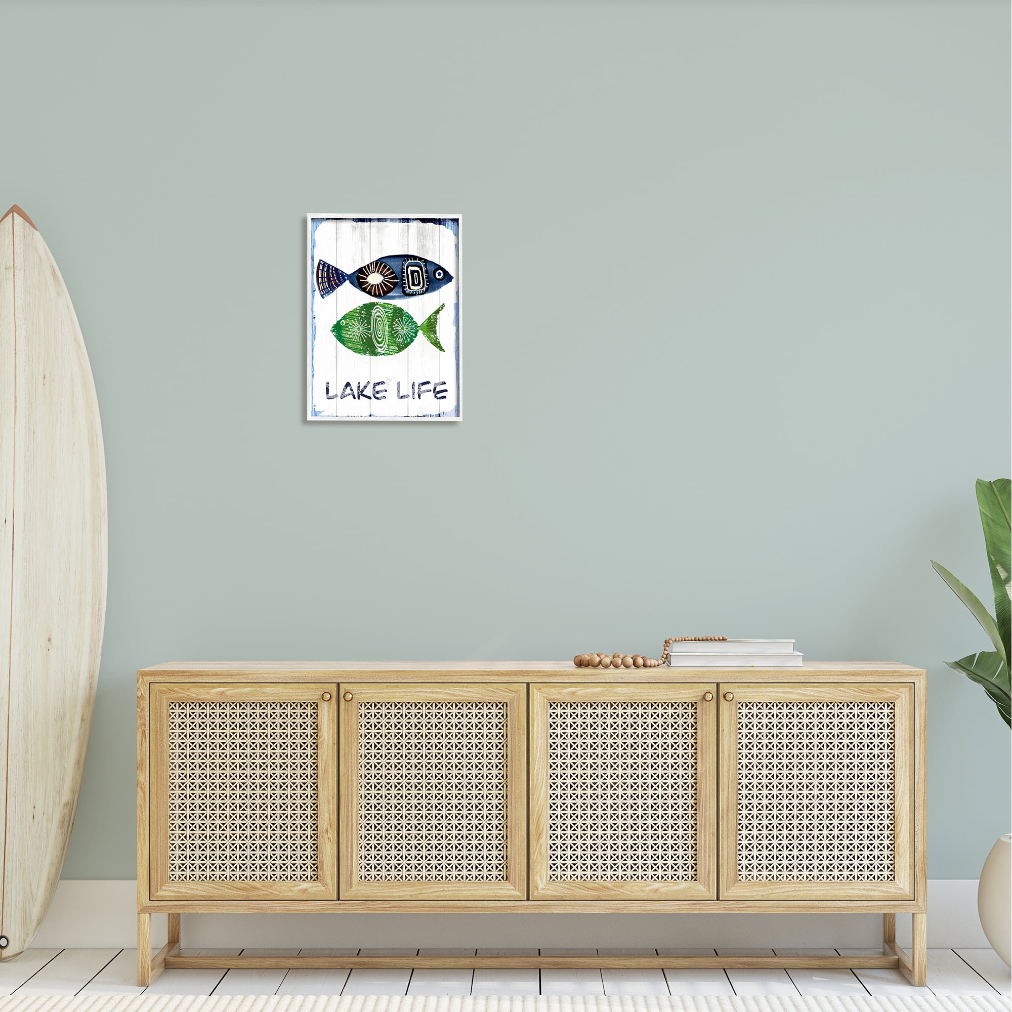 Stupell Industries Lake Life Weathered Fish Shapes Pattern Motif Framed Wall Art, 16 x 20, Design by Jadei Graphics