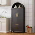 thumbnail image 2 of Erosoei Modern Metal Kitchen Pantry Storage Cabinet, Arched Pantry Cabinet with Shelves and Doors and 2 Drawers, 2 of 6