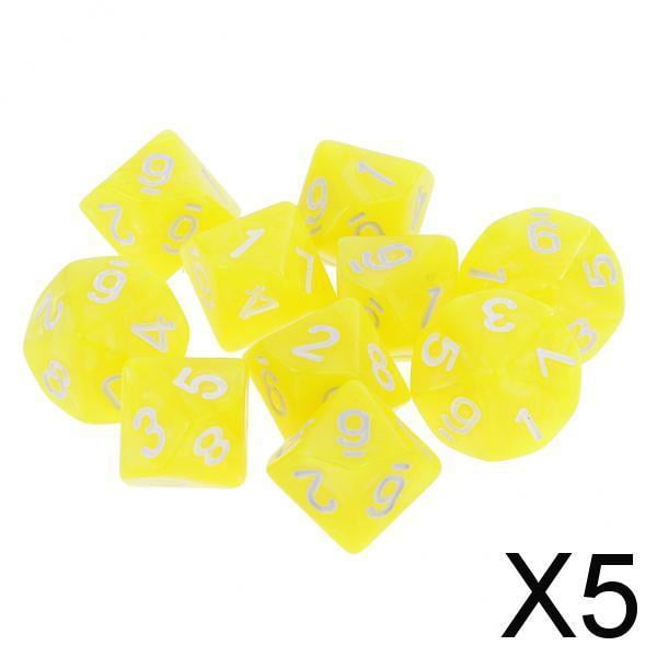 Dados Poliédricos D10 10 Piezas Baoblaze Acrílico 16mm Amarillo Naranja Rosa