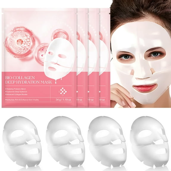 SDJMa Collagen Face Mask - Deep Collagen Overnight Mask for Elasticity, Firming, and Moisturizing Anti-Wrinkle Lifting Mask, 4 Packs
