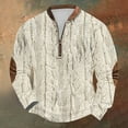 thumbnail image 1 of Blusas y camisas de manga larga con cuello redondo para hombre, talla grande, tejido de punto, estampado, media cremallera, cuello redondo, estampado vintage, manga larga, blusa de poliéster para homb, 1 of 4