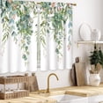 thumbnail image 4 of Sage Eucalyptus Botanical Kitchen Curtains Green Leaves Bathroom Curtains Window Treatment Drapes Tier Flower Spring Floral Cafe Small Bedroom Short French Door Curtains 2 Panels 27.5x39 Inch, 4 of 6