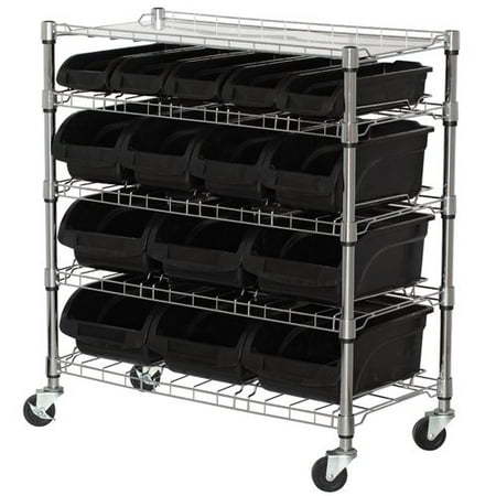 Sandusky 5-Shelf Mobile Bin Shelving Unit, MBU3317BIN15