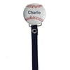 Personalized Name Baseball Pacifier Clip with Navy Ribbon