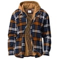 thumbnail image 1 of Camisas acolchadas a cuadros para hombre, chaqueta de leñador con capucha, franela acolchada con capucha, forro grueso, abrigos cálidos de manga larga, 1 of 5