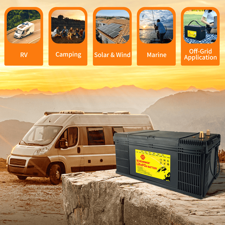 24v Lifepo4 Battery 100ah, Lithium Battery Upgraded BMS, Lightweight Small  Size Perfect for RV, Marine, Trolling Motor, Solar, Van Life, Back Up Power  & Off Grid Applications - w/ Lifepo4 charger: 