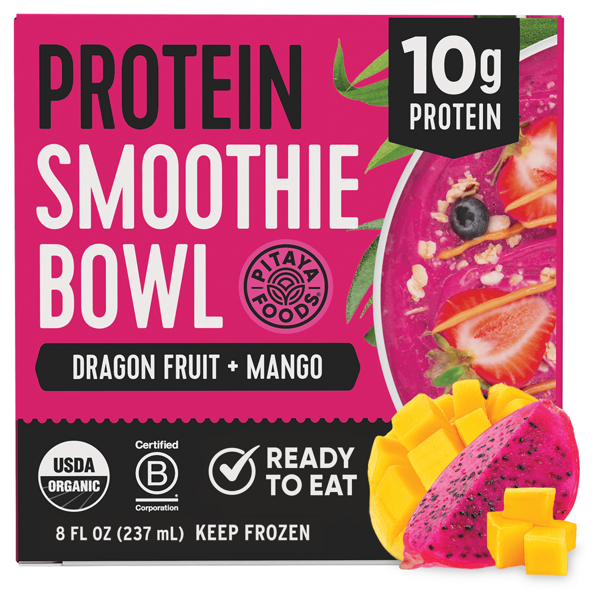 Pitaya Foods Dragon Fruit and Mango Protein Smoothie Bowl, 8 fl oz