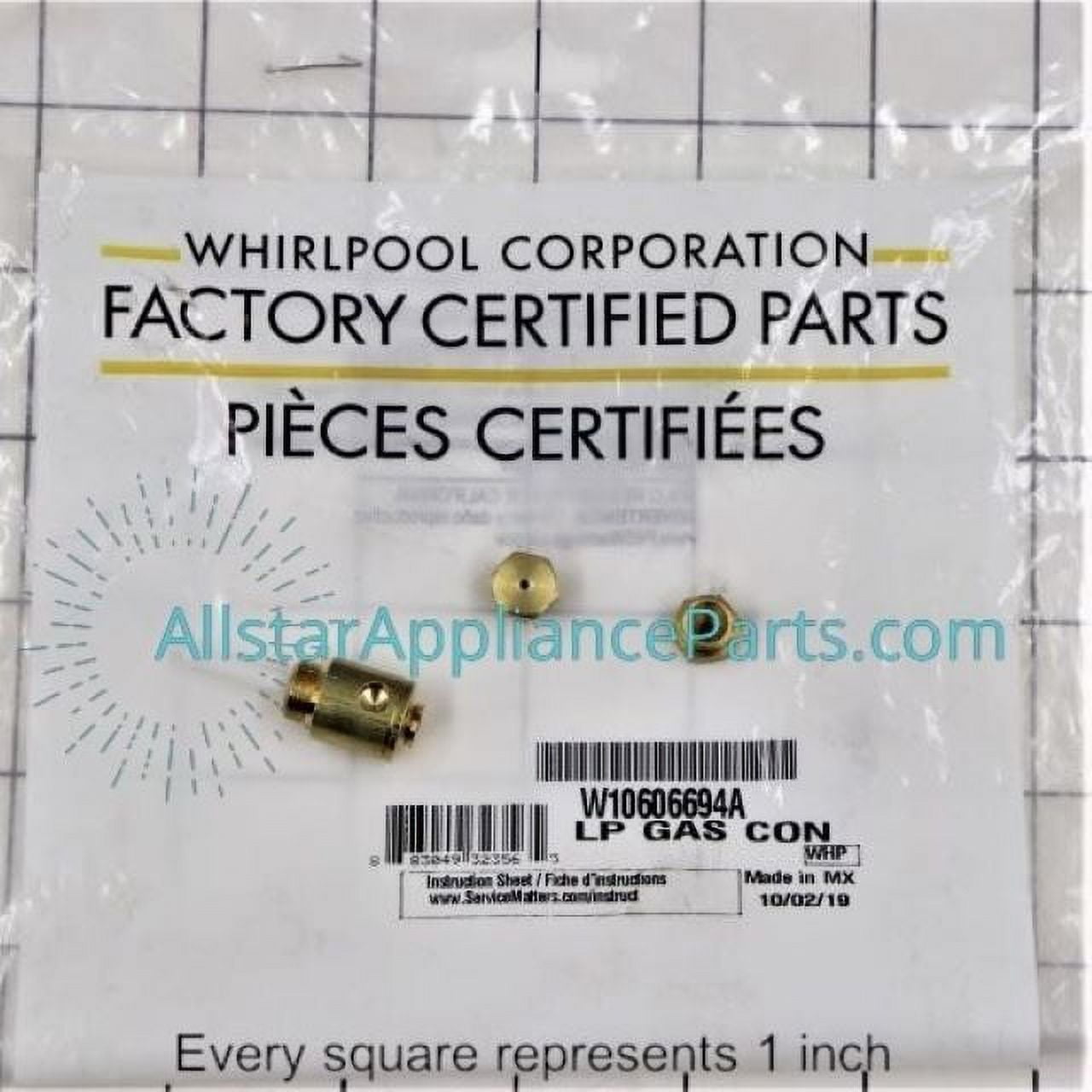 whirlpool w10606694a dryer lp conversion kit genuine original equipment manufacturer (oem) part for whirlpool, maytag, kenmore elite, kenmore, kitchenaid, amana, crosley, sears canada, & inglis