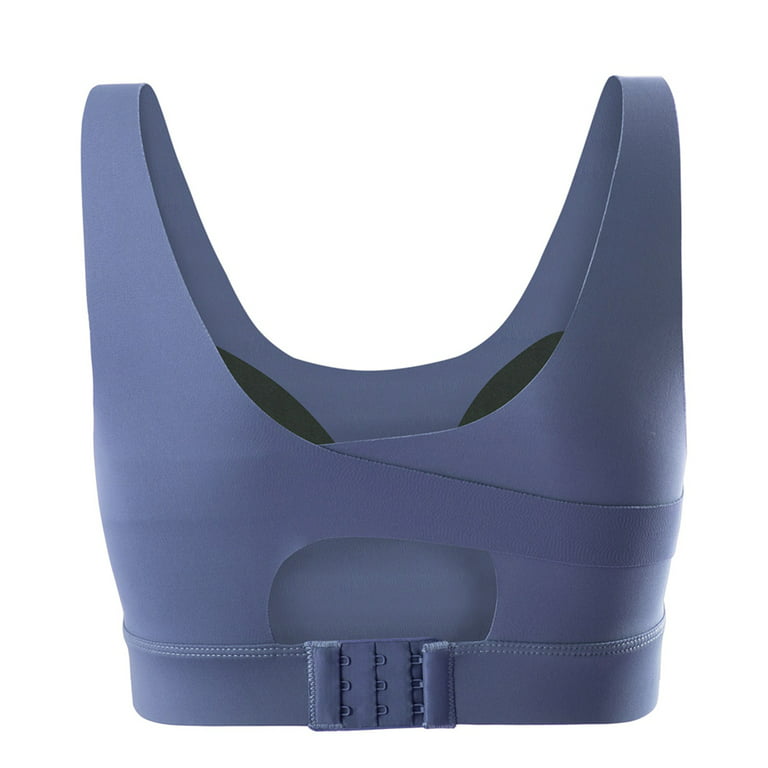 RQYYD Longline Sports Bra for Women - U-Back Cropped Tank Tops Plus Size  Padded Workout Yoga Bras Navy M 
