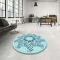 thumbnail image 4 of Ahgly Company Machine Washable Indoor Rectangle Transitional Electric Blue Area Rugs, 6' x 9', 4 of 7